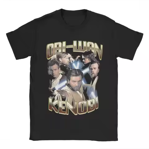 Obi-Wan Kenobi Space T Shirt Men's 100% Cotton Creative T-Shirts Crewneck Jesus Retro Collage Tees S