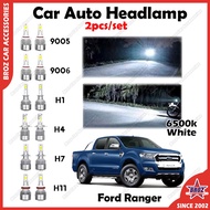 For Ford Ranger C6 Car Headlight Head Lamp LED White Light Bulb 6500k Lampu Besar Kereta Plug &amp; Play 2pcs/set