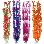 Pack of 4 Tall Plastic Aquarium Plants, Large Fake Plants, Fish Tank Decorations, Artificial Fish Ta