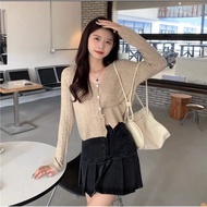 (Ready Stock)L85 Women v-neck Cardigan Knitted Sweather Muslimah Tops Blouse Korean