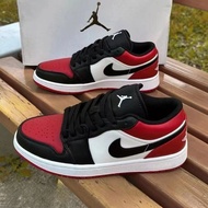 Pure Original AJ1 Low-Top Black Red Sneakers Qiaoyi Men Women Couples Trendy All-Match Casual Sneake