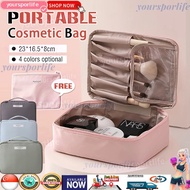 【SG Seller】Double Cosmetic Bag Women Make Up Case Big Capacity Travel Makeup Organizer Toiletry Beau