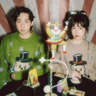 Meugler牛稠島 奇幻馬戲團 花生木偶星星撞色復古針織情侶毛衣