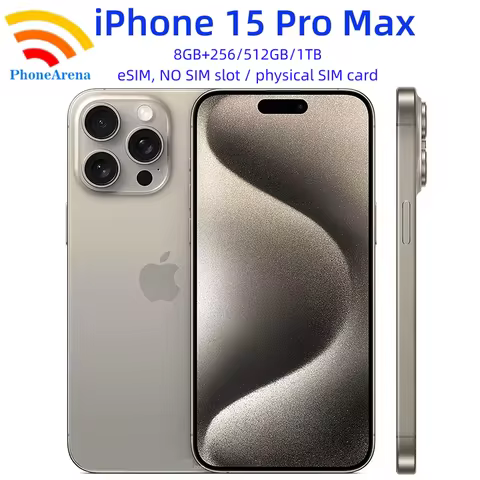 Original iPhone 15 Pro Max 256/512GB 1TB ROM Only eSIM / Physical SIM Card 8GB RAM 6.7" OLED NFC A16