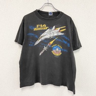 80 年代 American Eagle TOP GUN 短袖印花 T 卹，單線縫製，深灰色，XL 碼，古著。