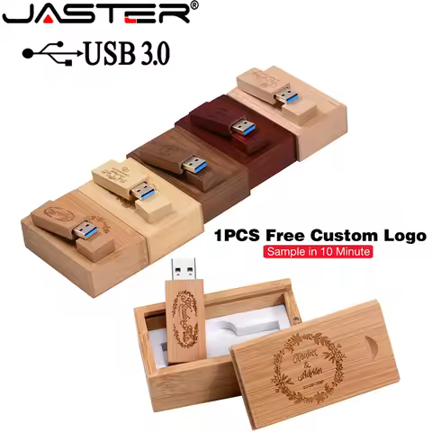JASTER High Speed Wooden USB 3.0 Flash Drives 128GB Pen Drive Walnut Gift Box Creative Business Stor