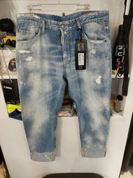 Dsquared2  2020 春水洗刷舊褲腳接布破壞9分牛仔褲（褲子型號S74LB1091 S30309，Sailo jean  ）