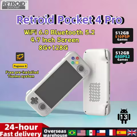Retroid Pocket 4 Pro RP4Pro Handheld Game Video Player Console 4.7 Inch Touch Screen Android 13 8G+1