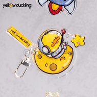 GANTUNGAN KEYCHAIN - MOON DUCK - ASTRONAUTS IN SPACE DUCK - SPACE DUCK - CUTE KEYCHAIN - YELLOW DUCK