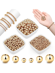 件裝 3-12 毫米 CCB 吊飾墊片金色珠子圓形壓克力鍍金散裝立方種子珠適用於珠寶製作用品配件 DIY 手鍊