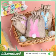 [hIkAi] Easter Burlap Bag Drawstring Bunny Bag Easter Bunny Linen Bag with Ail Gift Bag
