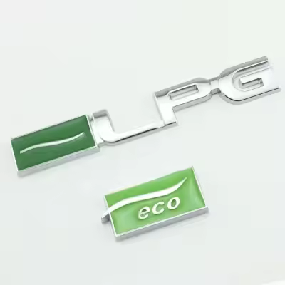 1X Green Silver Black Metal Chrome LPG ECO Car Styling Refitting Emblem 3D Sticker Enviromental Prot