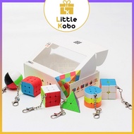 [Combo of 6 Piece] Rubik's Keychain 3x3 2x2 Penrose Cylinder Pyraminx Stickerless ZCube Rubic Access