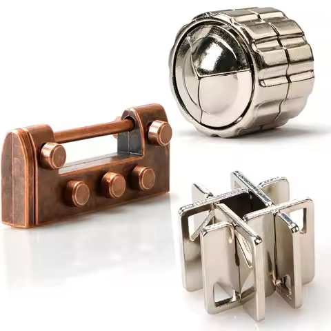 3PCS Highly Difficult Brain Teaser Puzzle Metal IQ Challenge Games Educational Toys For Kids Adults 