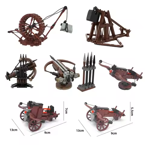 MOC Creative Expert Ideas Military Medieval Weapon Crossbow Catapult Crane Bricks Building Blocks DI