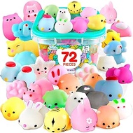 72Pcs Squishies Mochi Squishy Toys - Kawaii Mini Squishy Animals,Cute Stress Relief Squishy Toy Pack for Boys &amp; Girls, Cool Party Favors, Classroom Prize, Birthday Gifts with Storage Box