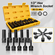 KEELAT CR-MO 1/2" H5-H19 Driver Impact Bit Socket Set Hexagonal Screwdriver Head For Spanner Ratchet