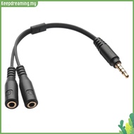 ✿ keepdreaming ✿  # Mic Headset Splitter Adapter Cable 3.5mm Jack 1 TRRS Male to 2 TRS Female Y Co