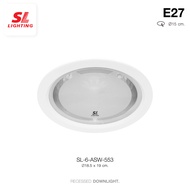 SL LIGHTING | Recessed Downlight โคมไฟดาวน์ไลท์ E27 แบบฝังฝ้า ขนาด 5 นิ้ว ทรงกลม มีกระจก ขอบสีขาว รุ