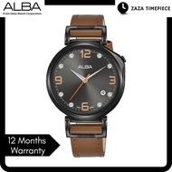 Alba SignA Quartz AG8J21X1 AG8J21 Black Case Dial Brown Leather Strap Ladies Watch