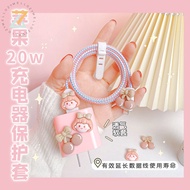 Zymello Pink Girl Compatible for Apple 13/12/14 Data Cable Protection Line 20W Charger Protective Ca