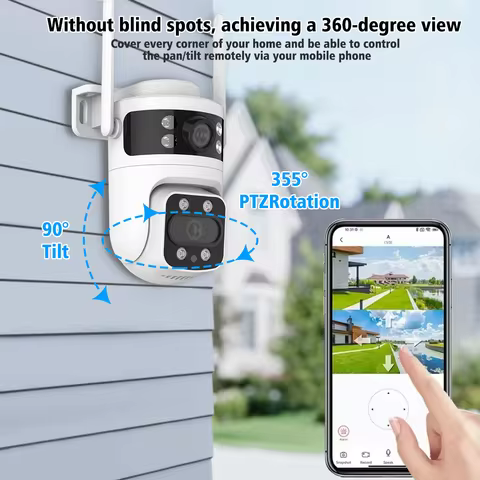 CB03 3MP HD WiFi Security Camera Dual Lens 24G Bluetooth Quick Pairing Two Way Audio Human Motion De