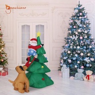 [Gamchiano] Inflatable Christmas Tree with LED Light 5.9ft Funny Santa Climbing Tree Chased by Dog f