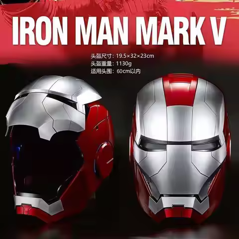 Anime Peripheral Iron Man Mk5 Electric Helmet Opening Closing Bilingual Voice Control Adult Collecti