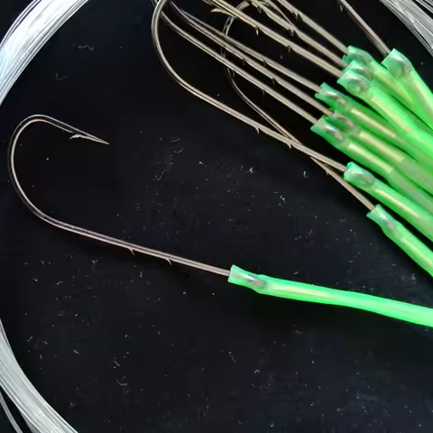 PD Fishing Gear Sea Fishing Double Back Barbs Long Shank Hooks Wire Hooks Hand Tied Hooks Sea Fishin