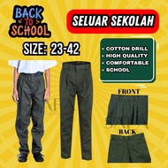 Seluar Sekolah Menengah Hijau Gelap Dark Green Secondary School Pants 23 to Plus Size 50 SAFA SCHOOL