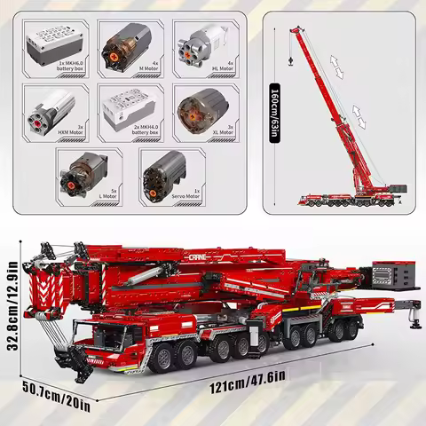 8506Pcs Motorized LTM 11200 Crane MOC-20920 Mobile Crane Technical Truck Building Block Brick Toys F