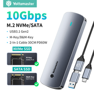 Yottamaster 4 Types 10Gbps M.2 NVME SATA SSD Enclosure M and B&amp;M Key SSDs External Case for All M.2 2230 2242 2260 2280 NVME SATA SSDs up to 4TB USB A USB C 2 in 1 for All Laptops PCs Ipads OTG Phones