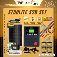 StarLite S20 Energizer 1.6MM Set for 3.0 - 7.0 Acres (AC/DC) Aluminium Wire Solar Panel Electric Fen