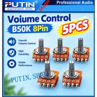 5PCS B50K 8Pin Volume Control Potentiometer, Rotary Audio Volume Control, Precision Adjustment,