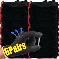 6/3Pairs Thickened Nylon Work Gloves - Wear Resistant Dirt Resistant Black Man Gloves - Anti Slip Ab