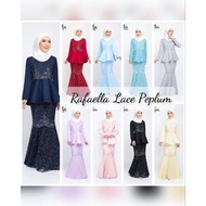 Rafaella Peplum Lace Eksklusif. 9130 Rafaella Peplum Lace. Baju Kurung Peplum Lace Sulam. Baju Tunan