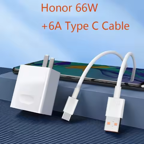 HONOR 66W EU/US Supercharge Fast Charger 11V 6A Travel Adapter 6A Type C Cable For Honor Magic VS V2