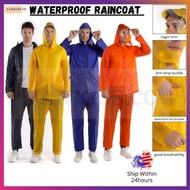 PVC Waterproof Raincoat Pocket Rain Coat Pants Suit Baju Hujan Dewasa Seluar Hujan Telus Transparent