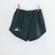 長頸龍刺繡短褲 / 深綠色