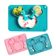 Coya Cozy Dinosaur Non-Slip Silicone Baby Self Eating Plate Tableware Placemat With Spoon and Fork [