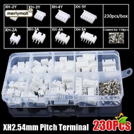 MERLYMALL 230Pcs Pin Connector, XH2.54 Housing Kit 2.54mm Pitch Terminal, 4 Value 2p 3p 4p 5pin Male