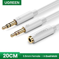 UGREEN Mic Audio Y Splitter Cable Headset to PC (3.5mm x 28cm) C40J