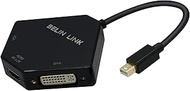 BELIN LINK Thunderbolt to HDMI+VGA+DVI Adapter, Mini dp （Display Port） to HDMI VGA DVI Gold-Plated Connector 3 in 1video Adapter , for MacBook Pro mac Book air Surface pro(Cobra Appearance) (Black)