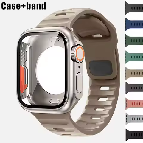 Case+Strap For Apple Watch Band 45mm44mm41mm 42 40mm Smart Silicone Bracelet Iwatch Series 3 4 5 6 S