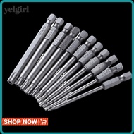 AGLYELGIRL 11pcs Screwdriver Bit Set, 100mm Length 1/4 Inch Hex Shank Torx Security Bits, Durable 6 
