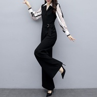 High-Waisted Dresses//Women's Jumpsuit//Korean Style Fashion Casual Black Jumpsuit High Waist Wide Leg Pants Suit