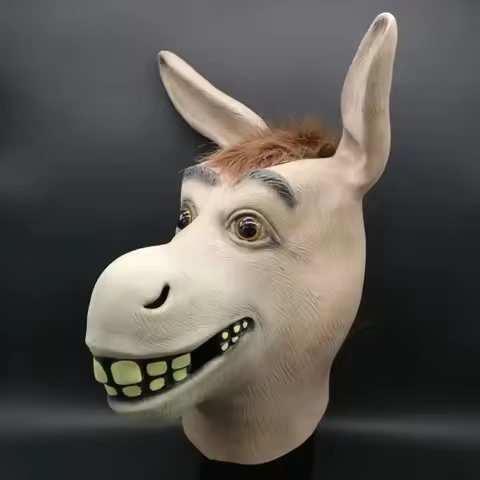 Funny Donkey Mask Masquerade Props Donkey Head Cosplay Costume Accessories Animals Masks Halloween H