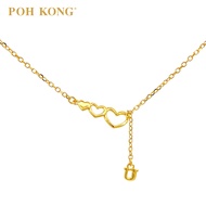 POH KONG 916/22K Yellow Gold Triple  Heart Chain Necklace