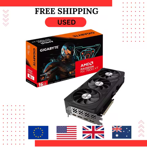 USED GIGABYTE RX 7800XT Gaming 16G OC RDNA3 Graphics Card Gaming Magic Video Editing Video Card GPU 