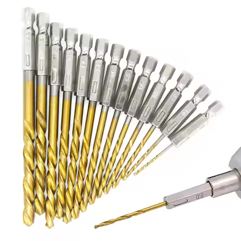 3/5/13Pcs HSS High Speed Steel Titanium Coated Drill Bit Set 1/4 Hex Shank 1.5mm-6.5mm Hexagonal Han